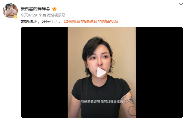 张凯毅宣布离婚